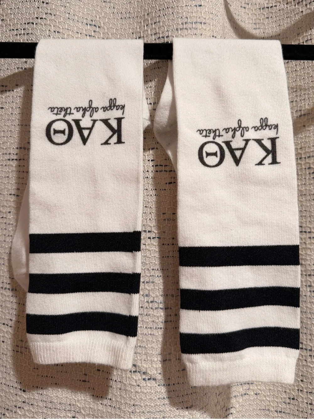 Kappa Alpha Theta White & Black Striped Crew Socks